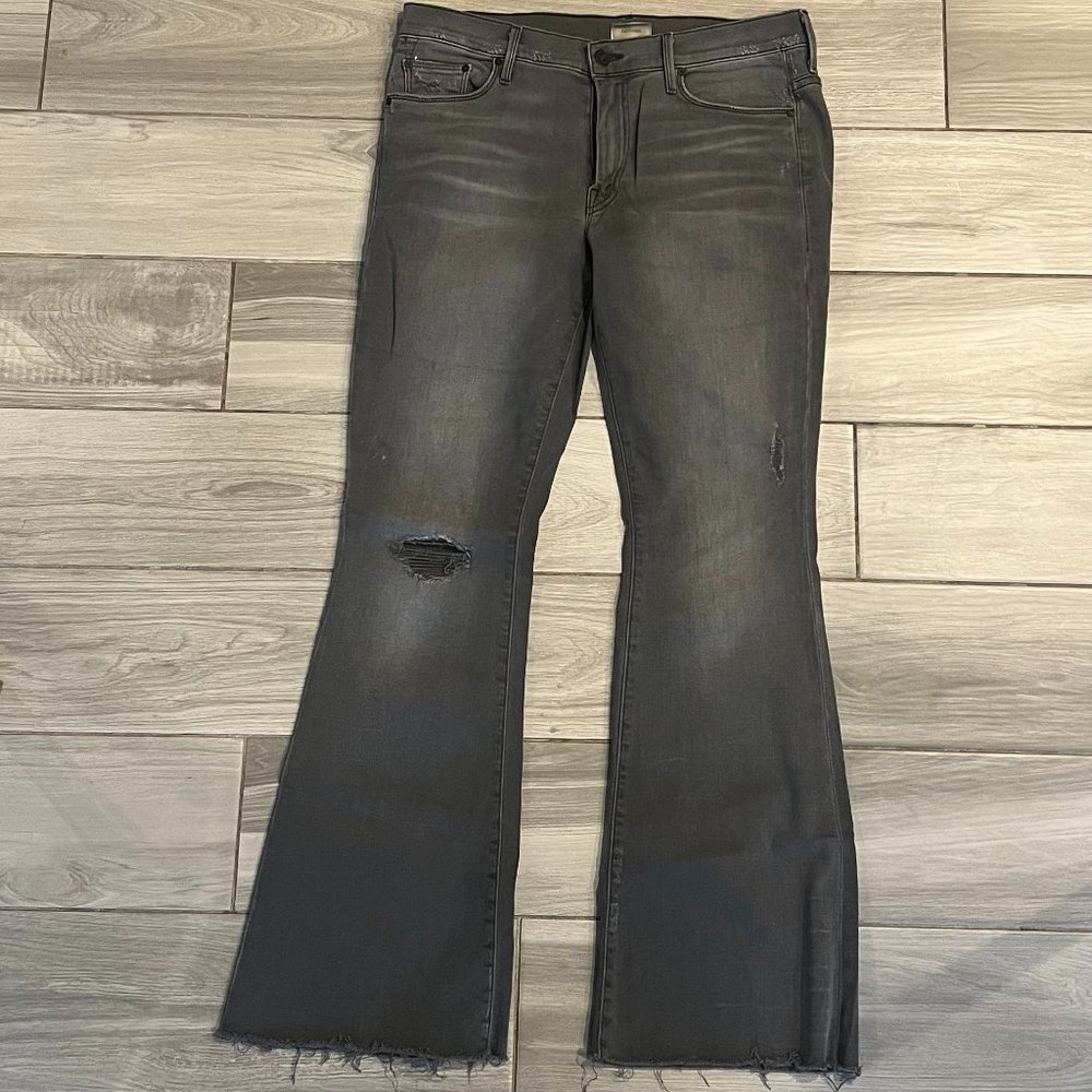 MOTHER weekender fray grey denim